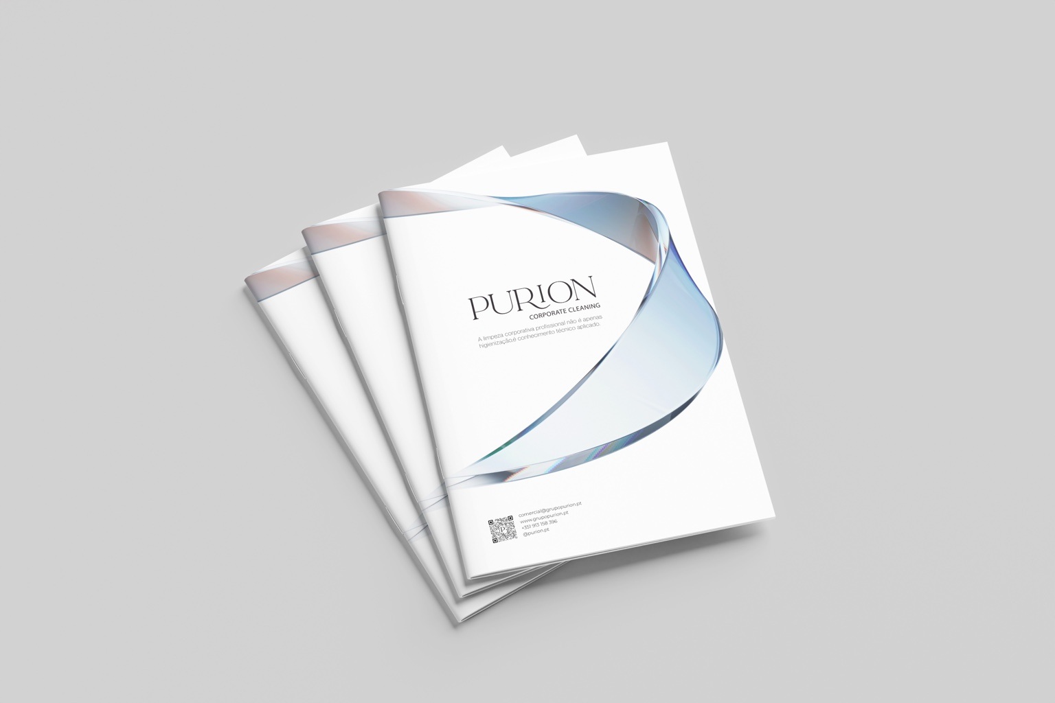 Apresentação institucional da Purion com página interna sobre quem somos